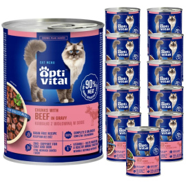 Karma dla kota OptiVital z wołowiną w sosie 415 g x 12 sztuk