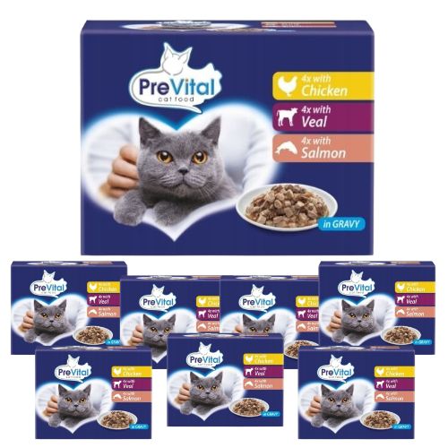 Karma dla kota PreVital mix smaków saszetka (12x100 g) x 8 opakowań