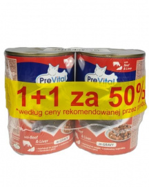 Karma dla kota PreVital z wołowiną i wątróbką w sosie 415 g (2 sztuki)