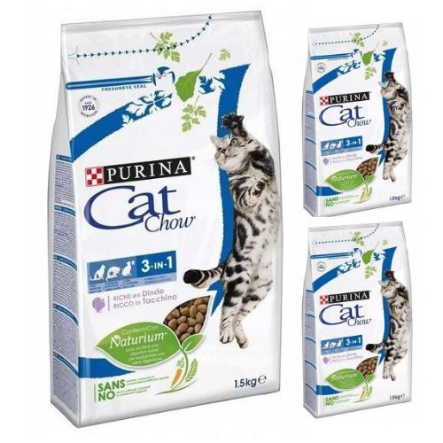 Karma dla kota Purina Cat Chow 3w1 bogata w indyka 1,5 kg x 3 sztuki