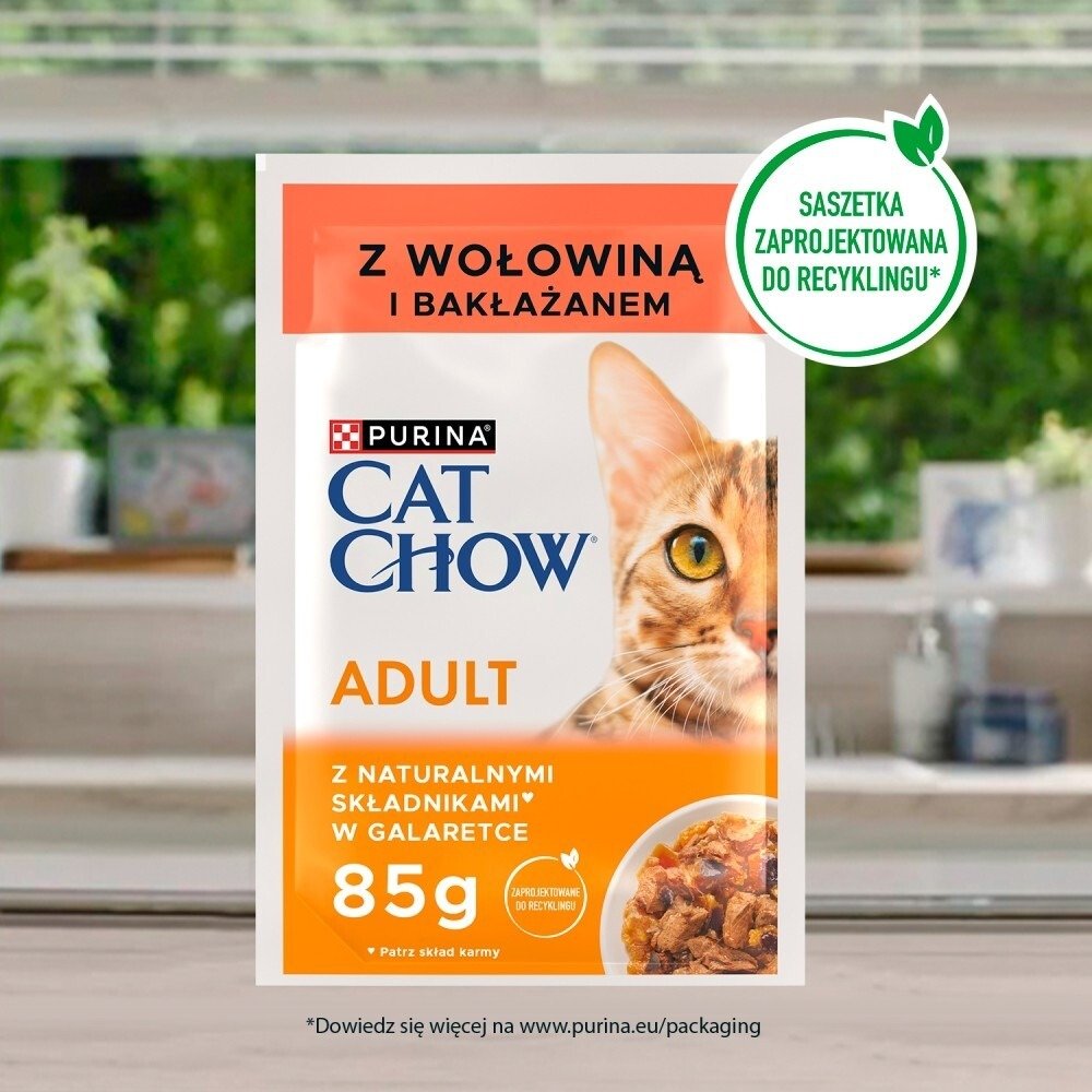 Karma dla kota Purina Cat Chow Adult dorosłych z wołowiną i bakłażanem w galaretce 85 g (26 sztuk)