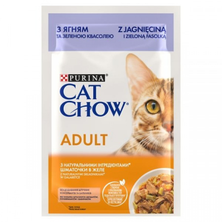 Karma dla kota Purina Cat Chow Adult z jagnięciną i zieloną fasolką w galaretce 85 g (26 sztuk)