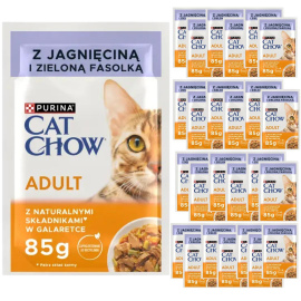 Karma dla kota Purina Cat Chow Adult z jagnięciną i zieloną fasolką w galaretce 85 g (26 sztuk)