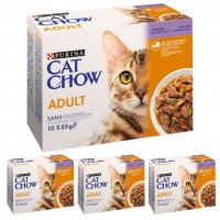 Karma dla kota Purina Cat Chow Adult z jagnięciną i zieloną fasolką w galaretce 850 g (10 x 85 g) x 4 opakowania