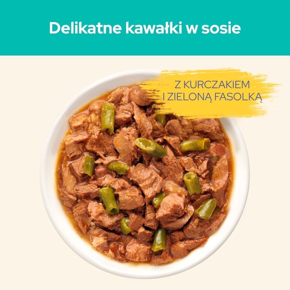 Karma dla kota Purina Cat Chow Hairball Control Mokra z kurczakiem i zieloną fasolką w sosie 85 g (24 sztuki)