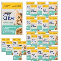 Karma dla kota Purina Cat Chow Hairball  z kurczakiem i zieloną fasolką w sosie 85 g (26 sztuk)