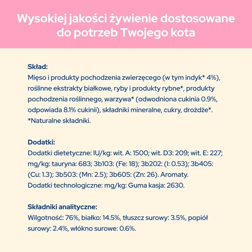 Karma dla kota Purina Cat Chow Kitten z indykiem i cukinią w galaretce 85 g (24 sztuki)