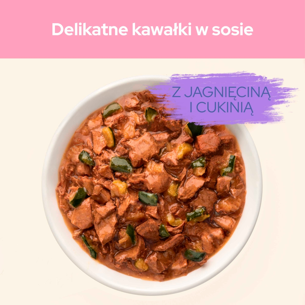 Karma dla kota Purina Cat Chow Kitten z jagnięciną i cukinią w sosie 85 g (26 sztuk)