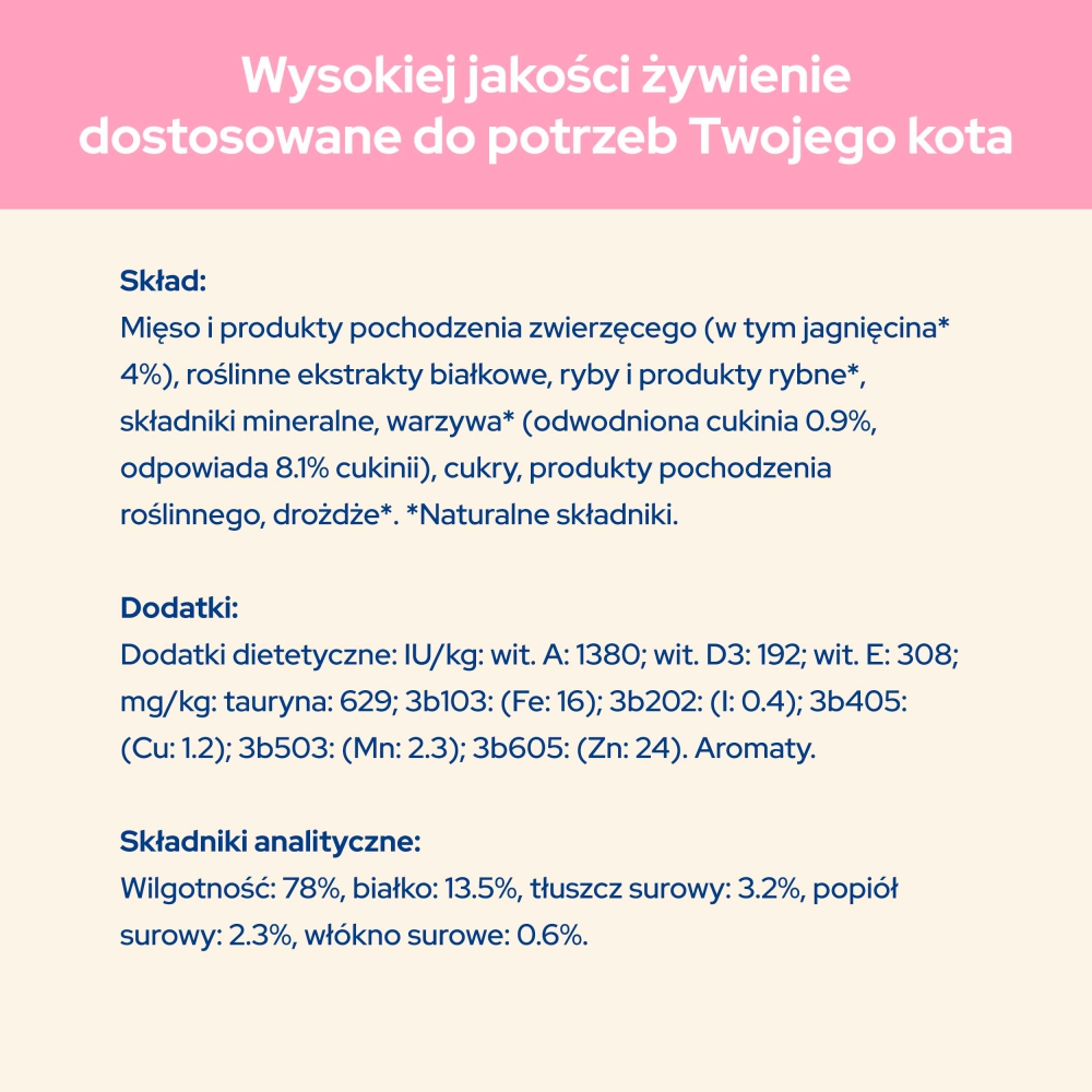 Karma dla kota Purina Cat Chow Kitten z jagnięciną i cukinią w sosie 85 g (26 sztuk)