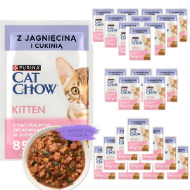 Karma dla kota Purina Cat Chow Kitten z jagnięciną i cukinią w sosie 85 g (26 sztuk)
