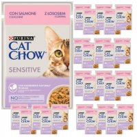 Karma dla kota Purina Cat Chow Sensitive z łososiem i cukinią w sosie 85 g (26 sztuk)