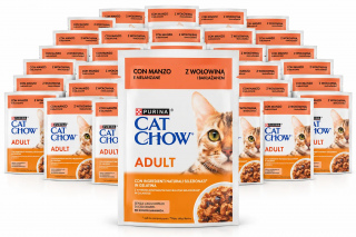 Karma dla kota Purina Cat Chow z wołowiną i bakłażanem w galaretce 85 g (26 sztuk)