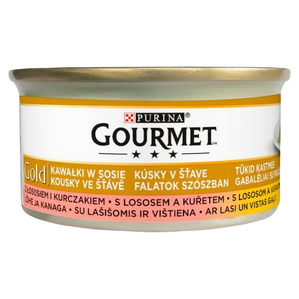 Karma dla kota Purina Gourmet Gold łosoś i kurczak w sosie 85 g (24 sztuki)