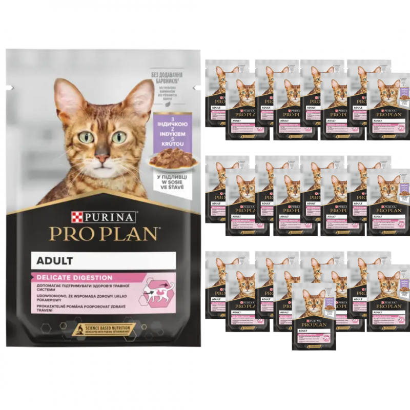 Karma dla kota Purina Pro Plan Adult Delicate Digestion z indykiem w sosie 85 g (26 sztuk)