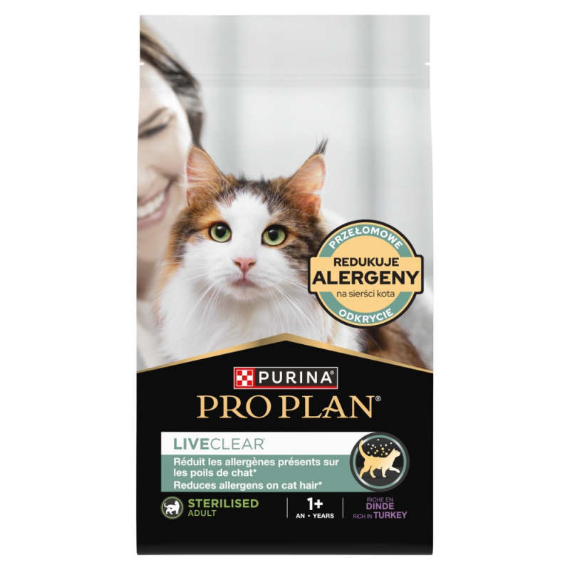 Karma dla kota Purina Pro Plan LiveClear po zabiegu sterylizacji bogata w indyka 1,4 kg