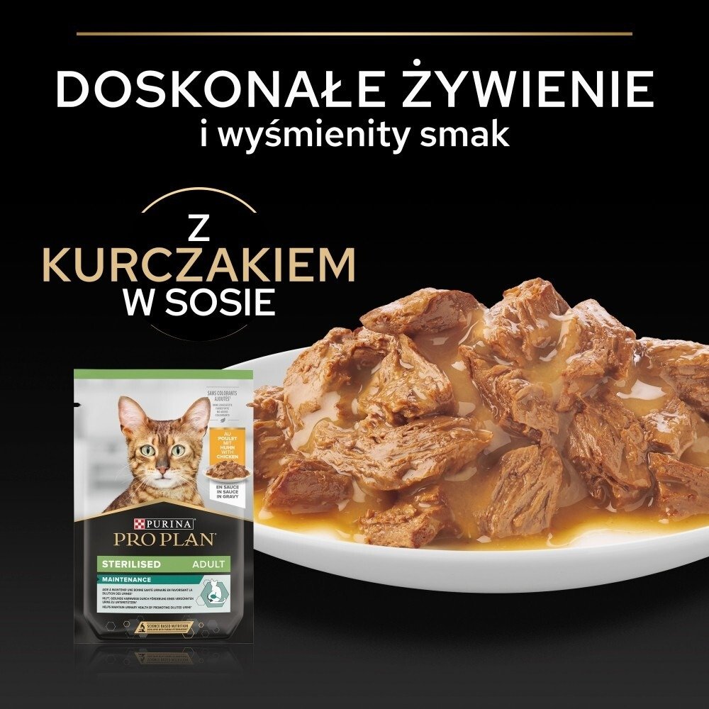 Karma dla kota Purina Pro Plan Sterilised Maintenance z kurczakiem w sosie 85 g (26 sztuk)