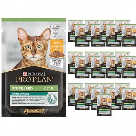 Karma dla kota Purina Pro Plan Sterilised Maintenance z kurczakiem w sosie 85 g (26 sztuk)