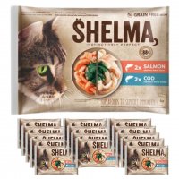 Karma dla kota Shelma łosoś,dorsz (4 x 85g) x 15 opakowań
