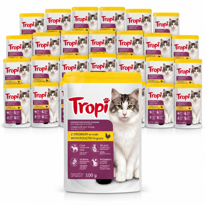 Karma dla kota Tropi z drobiem w sosie 100 g x 24szt