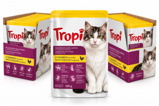 Karma dla kota Tropi z drobiem w sosie 100 g x 48szt