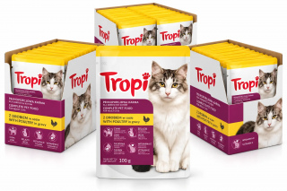 Karma dla kota Tropi z drobiem w sosie 100 g x 72szt