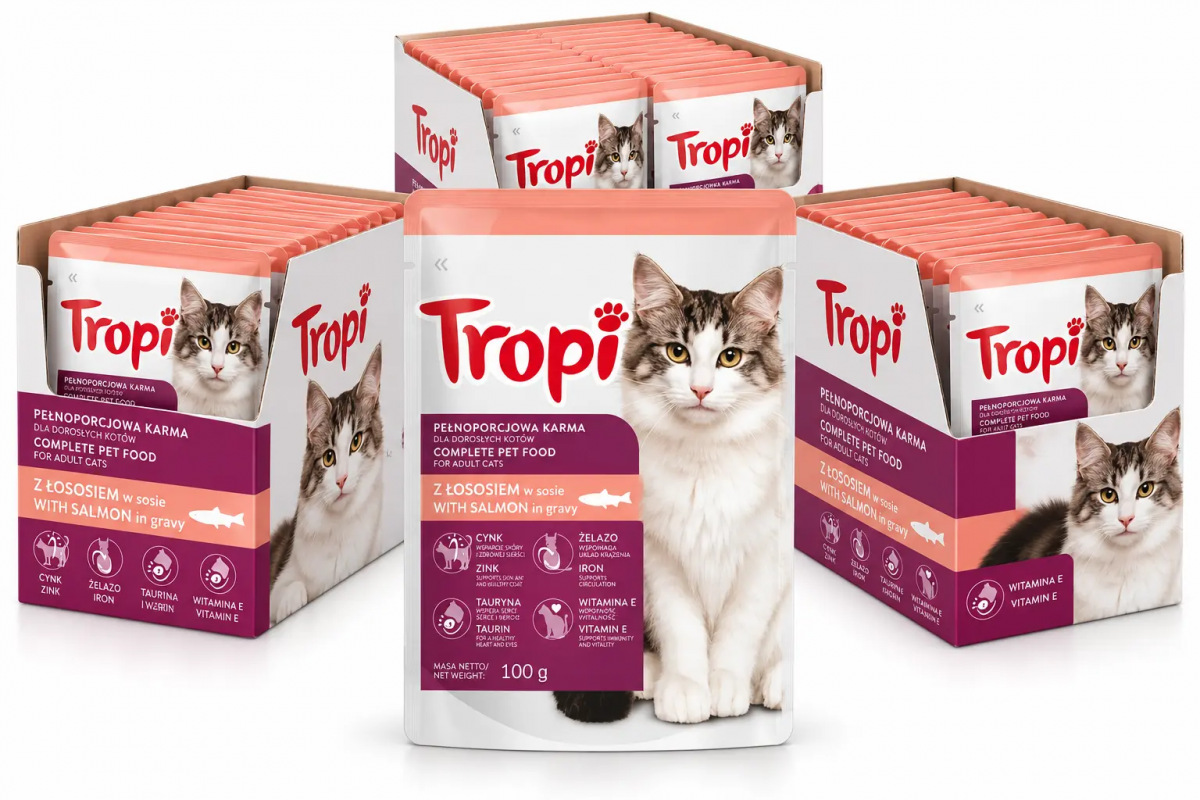 Karma dla kota Tropi z łososiem w sosie 100 g x 72 szt
