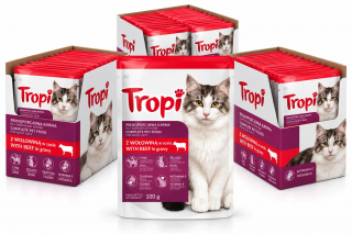 Karma dla kota Tropi z wołowiną w sosie 100 g x 72