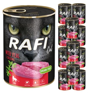 Karma dla kota z cielęciną Rafi Cat Adult 400 g x 12 puszek