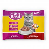Karma dla kota z drobiem i wołowiną Basil saszetka 100 g x 4 saszetki