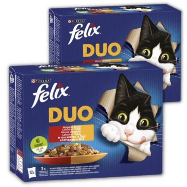 Karma dla kotów Felix Duo wiejskie smaki w galaretce 1,02 kg (12 x 85 g) x 2 opakowania