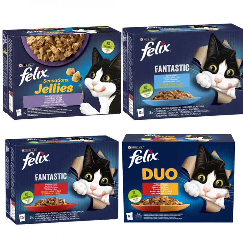 Karma dla kotów Felix Duo wiejskie smaki w galaretce 4,08 kg (48 x 85 g)