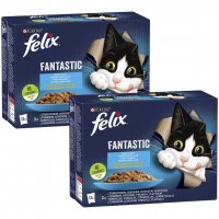 Karma dla kotów Felix Fantastic rybne smaki w galaretce 1,02 kg (12 x 85 g) x 2 opakowania
