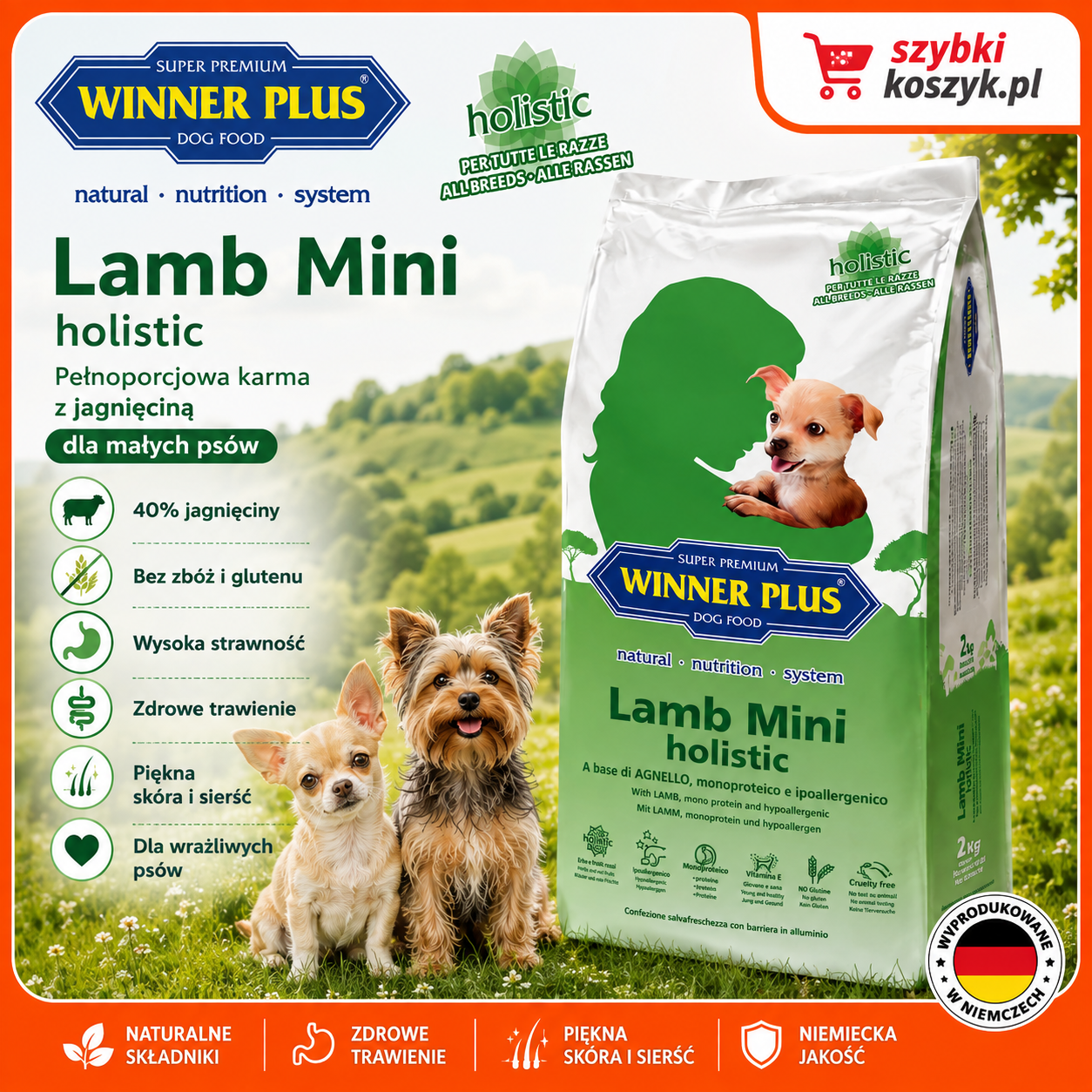 Karma dla małych psów Winner Plus Holistic Lamb Mini 2 kg