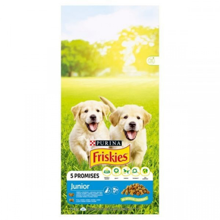 Karma dla psa Friskies 5 Promises Junior  z kurczakiem i warzywami z mlekiem 15 kg