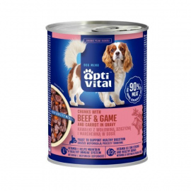 Karma dla psa OptiVital z wołowiną oraz dziczyzną i marchewką w sosie 415 g