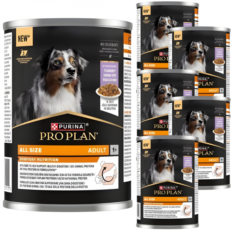 Karma dla psa Pro Plan Everyday Nutrition All Size Adult bogata w indyka w galaretce 400 g x 6 sztuk