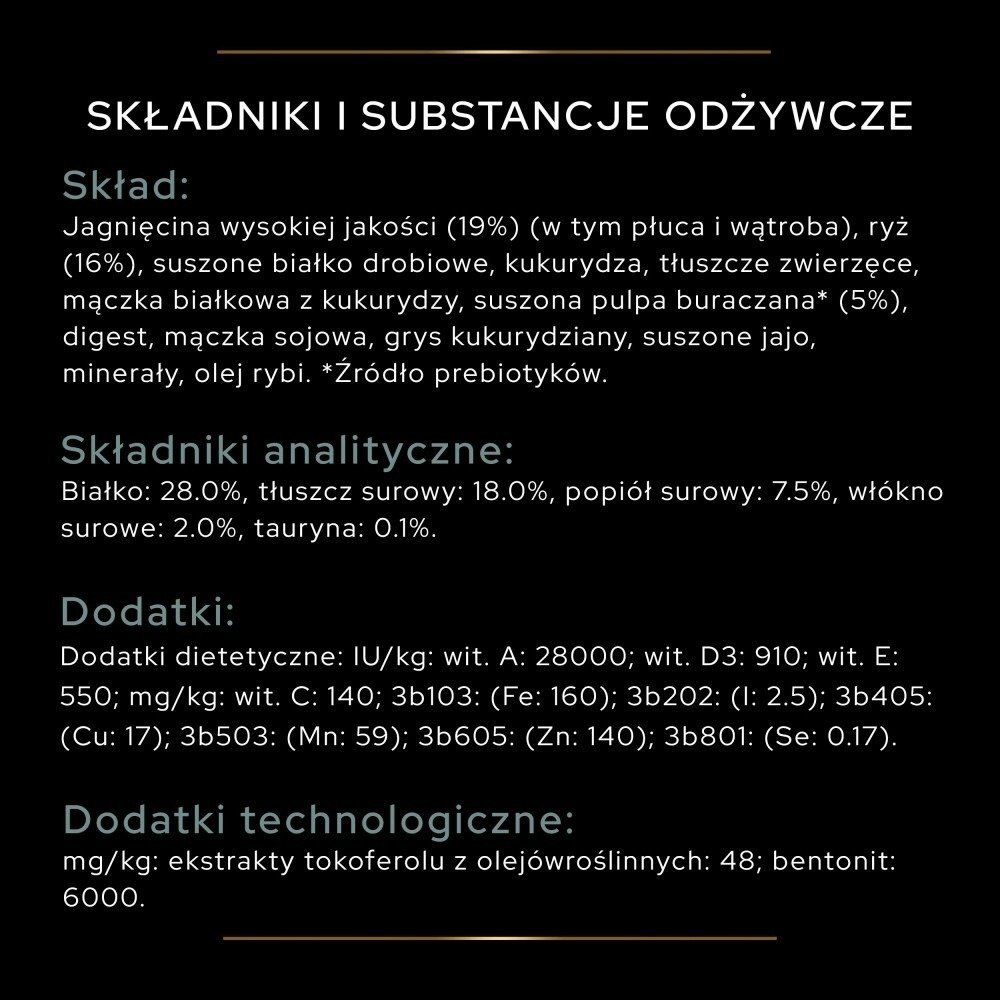 Karma dla psa Purina Pro Plan Sensitive Digestion Large Athletic Adult bogata w jagnięcinę 14 kg