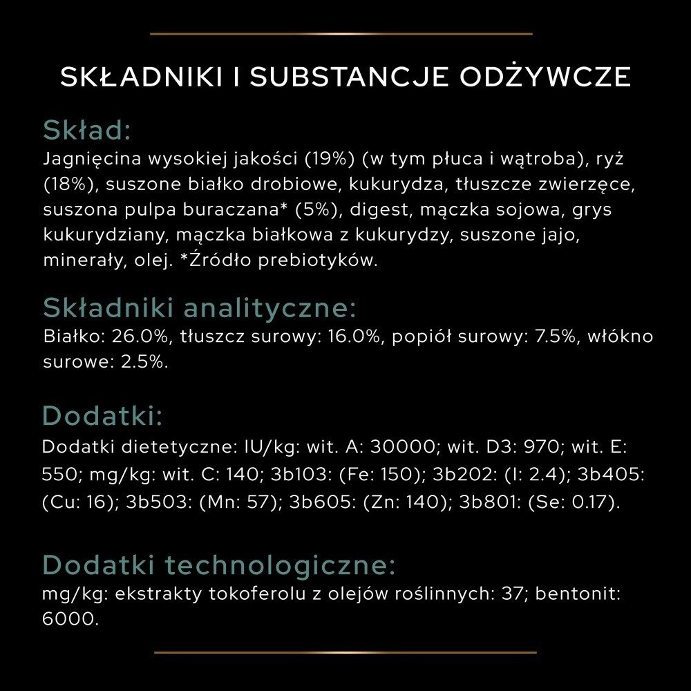 Karma dla psa Purina Pro Plan Sensitive Digestion Medium Adult  bogata w jagnięcinę 14 kg
