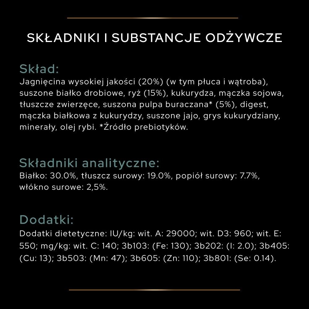Karma dla psa Purina Pro Plan Sensitive Digestion Puppy bogata w jagnięcinę 12 kg
