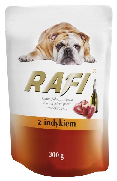 Karma dla psa z indykiem Rafi saszetka 300 g x 20 sztuk