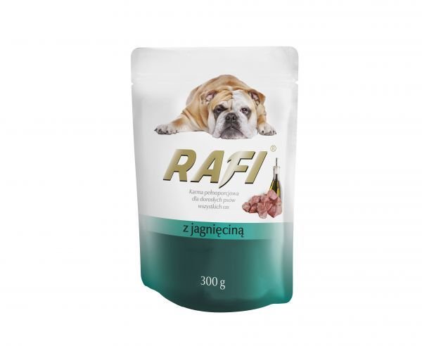 Karma dla psa z jagnięciną Rafi saszetka 300 g x 20 sztuk