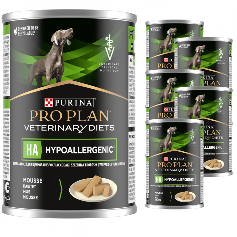 Karma dla psów mus PRO PLAN Veterinary Diets HA Hypoallergenic 400 g x 6 sztuk