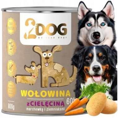 Karma mokra dla psa 2Dog wołowina z cielęciną 800 g