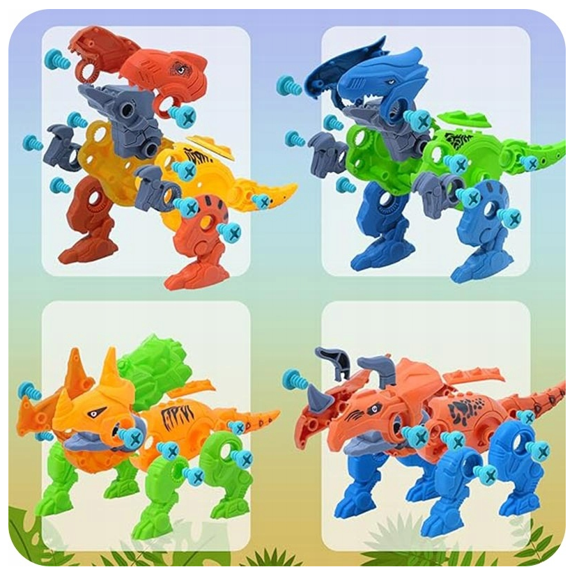 Klocki konstrukcyjne Dinozaury do skręcania wiertarką