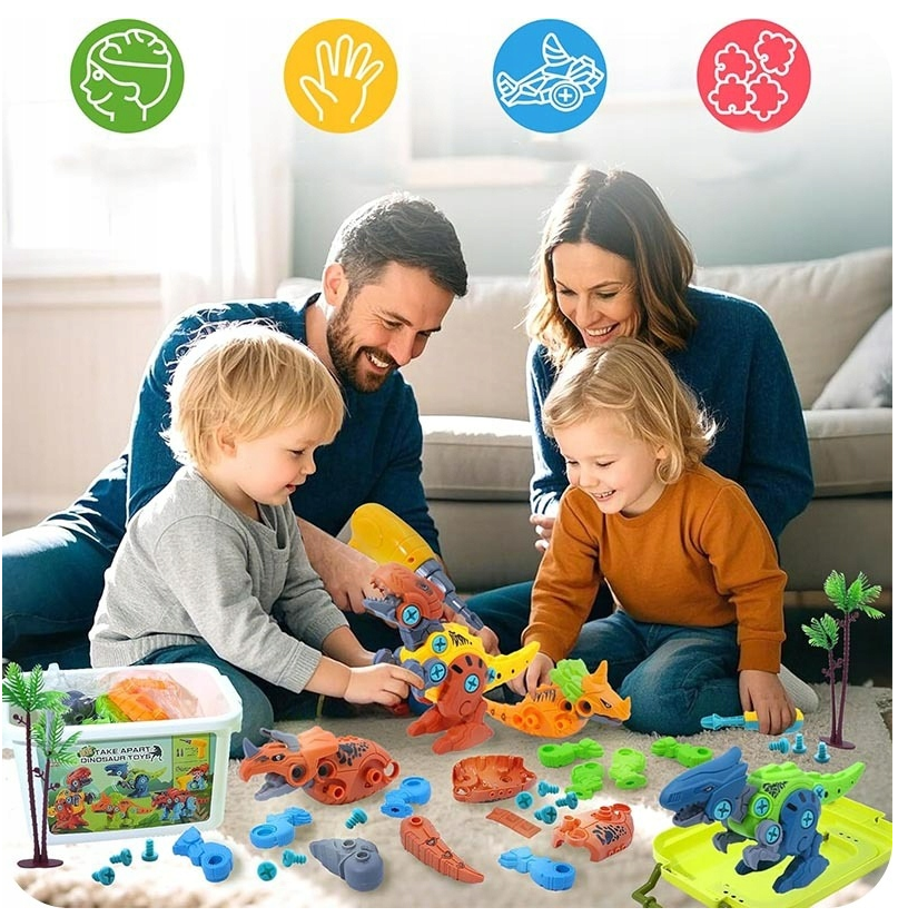 Klocki konstrukcyjne Dinozaury do skręcania wiertarką