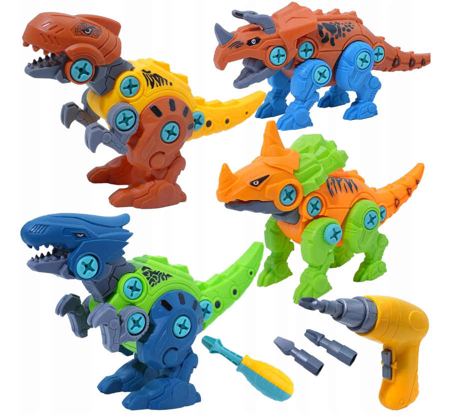 Klocki konstrukcyjne Dinozaury do skręcania wiertarką