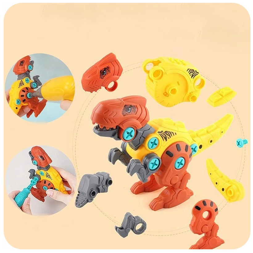 Klocki konstrukcyjne Dinozaury do skręcania wiertarką