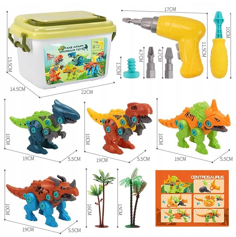 Klocki konstrukcyjne Dinozaury do skręcania wiertarką
