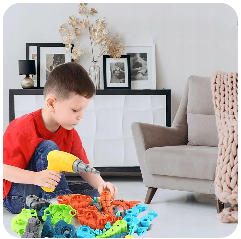 Klocki konstrukcyjne Dinozaury do skręcania wiertarką