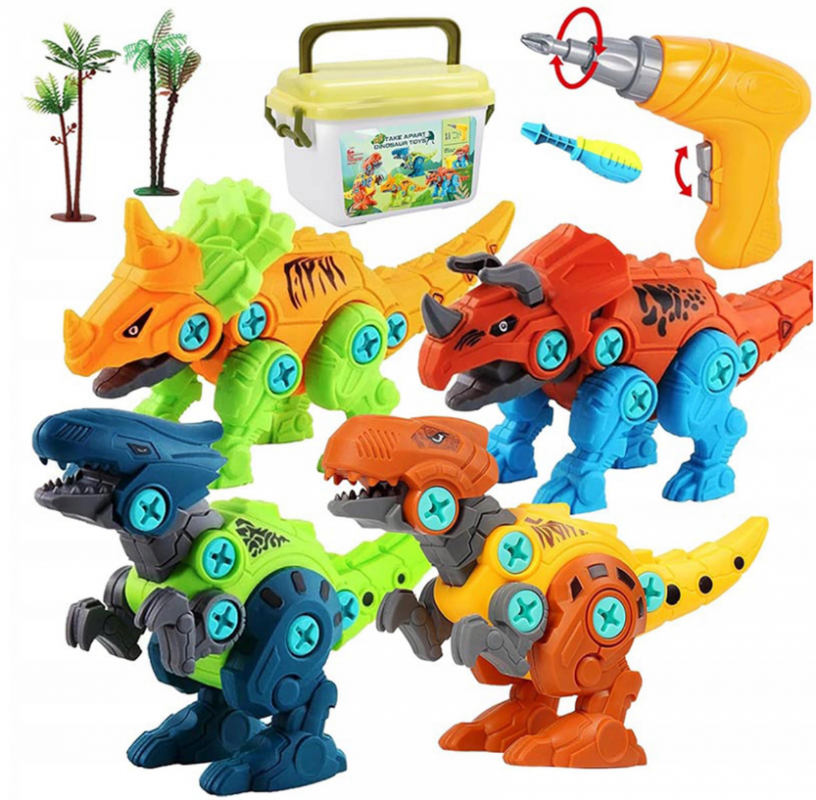 Klocki konstrukcyjne Dinozaury do skręcania wiertarką